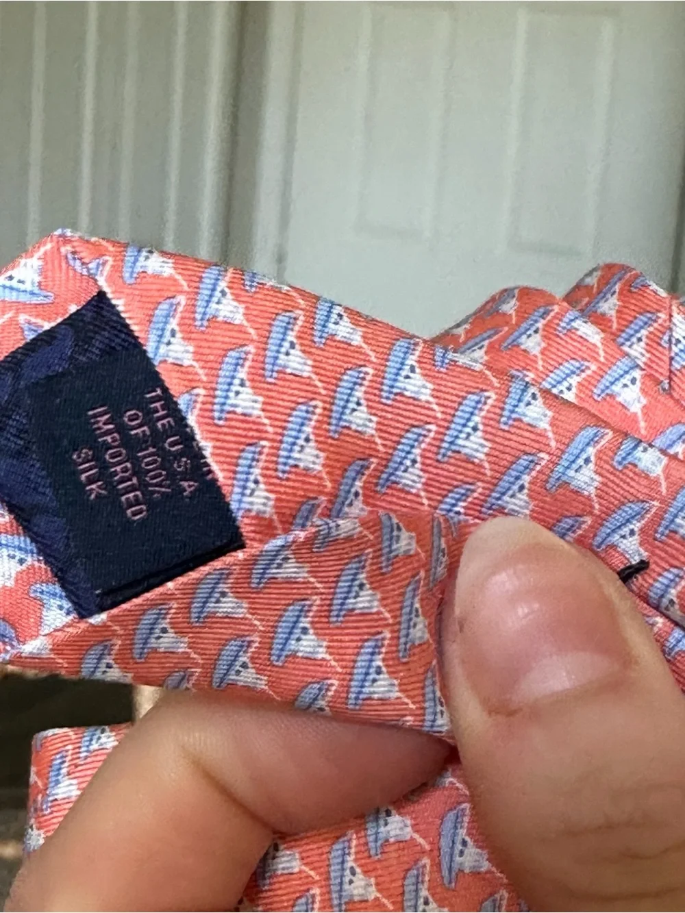 Vineyard Vines Martha’s Vineyard Men’s Sailboat 100% Silk Tie Pink Blue White